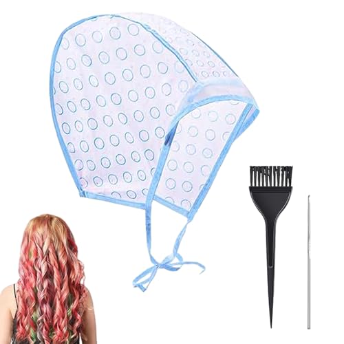Hair Coloring Highlighting Cap,Highlighting Kit with Tinting Brush and Hook for Hair Dyeing,Hair Coloring Salon Hairdressing Tool Kit Supplies (Blue)