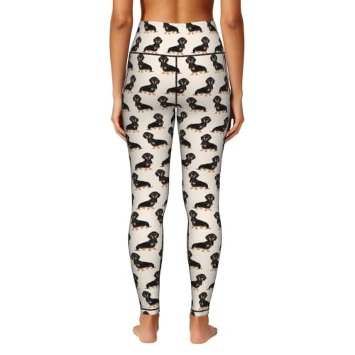 Pantalon de yoga imprimé teckel stretch opaque et poches
