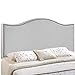 Modway Curl Linen Fabric Upholstered Full Headboard with Nailhead Trim and Curved Shape in Gray