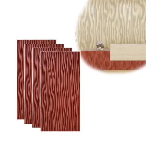 Paneles de pared de poliuretano 3D Vibeo decorativos con relieve ondulado rojo de alta densidad
