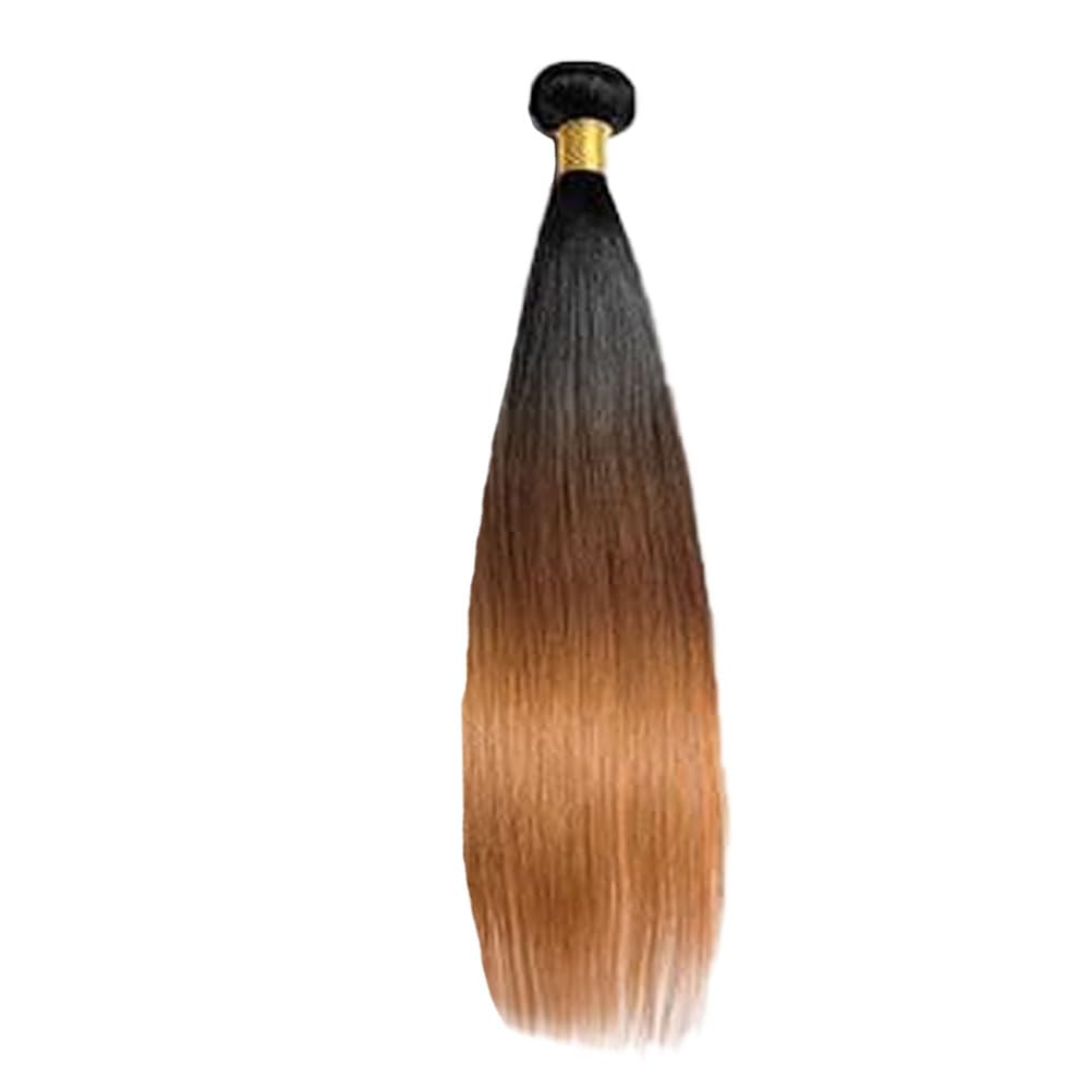 T1B430 Straight Human Hair Bundles Ombre Brown 24 Inch 3 Tone Brown 1 Bundles Human Hair Extensions 100 Gram Per Bundle Unprocessed Virgin Double Weft