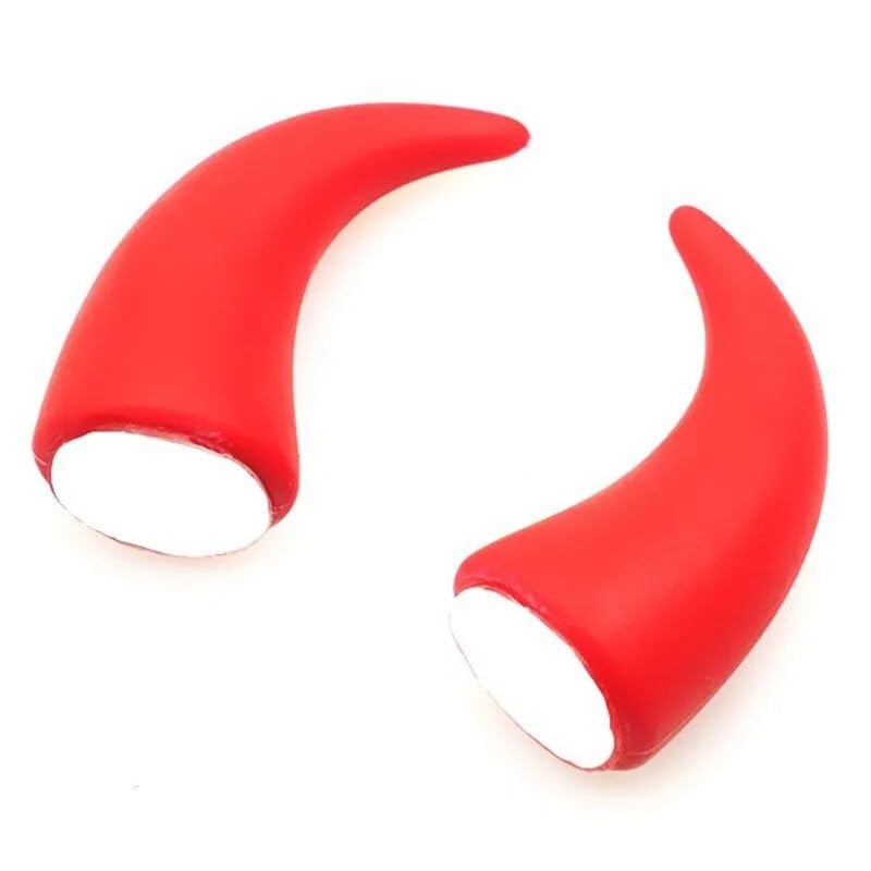 BKN 2pcs Silicone Motorcycle Helmet Stickers Universal Cat Ears Devil Horn Decoration Dirt for All Bikes and Motorcycles - Red
