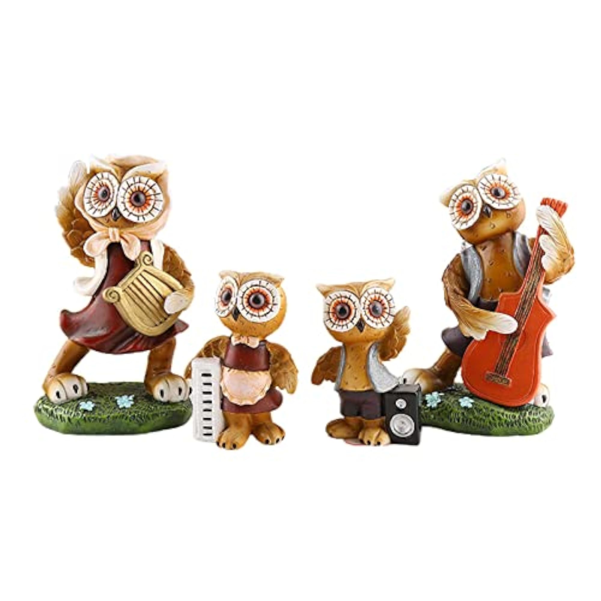 4X Resin Owl Family Sculpture Decorative Ornament