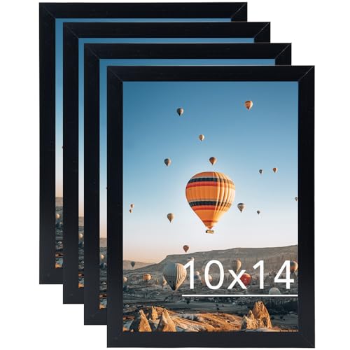 JCJMY 10x14 Picture Frame Set of 4 Black for 30 x 40cm Diamond Painting Art, Wall Mounting Horizontally or Vertically, 10 x 14 Wall Gallery Poster Photo Frame with Durable Shatter Resistant