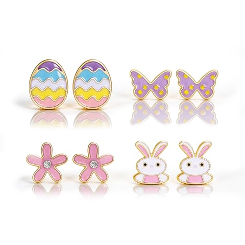 Evita alergias con aretes de tuerca de huevo de Pascua ligeros y cómodos para niñas