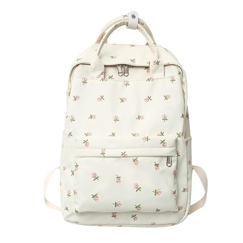 Ankick Girls Rose School Backpack, Aesthetic School Bags, Floral Nylon Rucksack Handbags, Casual Laptop Book Bag Coquette Daypack Children's Backpacks For Ladies Teen Schoolbags College