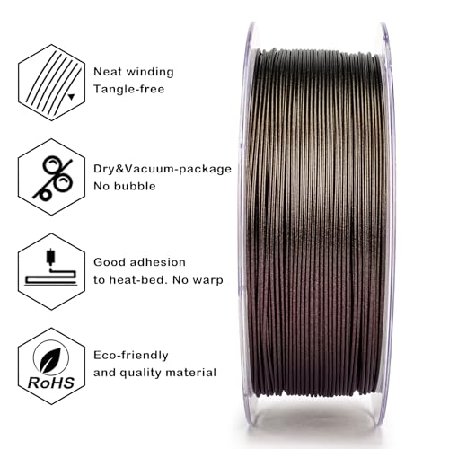 Image of ZIRO 3D Printer Filament, 1.75mm Shiny Super Sparkle PLA with Glitter, Chameleon Series Filament, Twinkling Effect PLA 1kg Spool, Fit Most FDM 3D Printers Pens, Scarlet Gold Luster