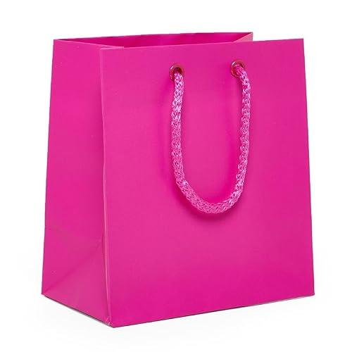 Paper Mart Matte Hot Pink Euro Tote Bags | Quantity: 100 | Width: 3" Gusset - 2 1/2"