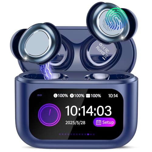 ZYHKON Bluetooth Kopfhörer, Bluetooth 5.4 Schlafkopfhörer In Ear mit Touchscreen, 48H Spielzeit Mini Kopfhörer mit HiFi Sound/5 EQ-Modi/ENC Noise Cancelling, Wireless Ohrhörer...