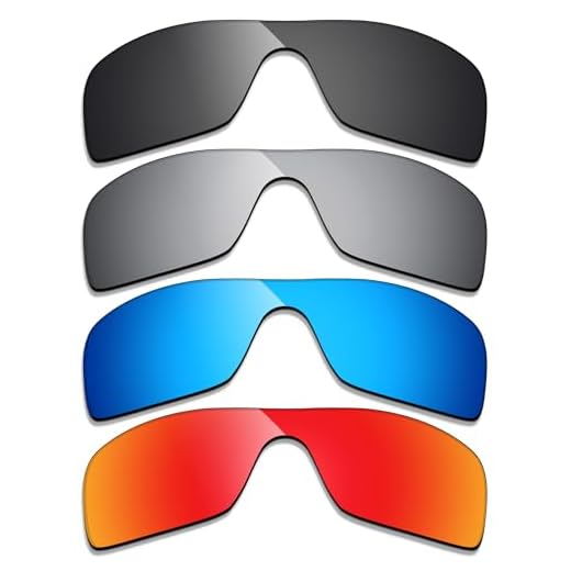 Alphax 4 pares de lentes polarizadas de substituição para óculos de sol Oakley Stunt Wing OO9519 - preto + titânio + azul + vermelho