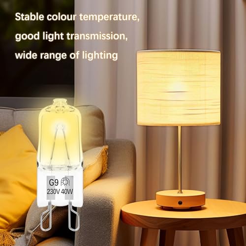VMUTGA 2 Stück G9 Backofenlampe 40W 230V, 300 Grad Hitzebeständiges Hohe Helligkeit Oven Lampe, Halogen für Backofen, Mikrowellenherde, Tischlampen