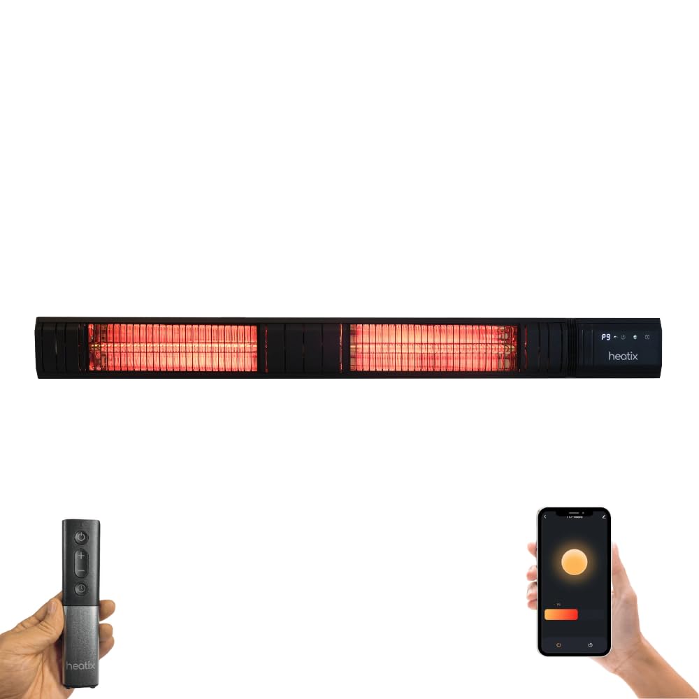 Smart Golden Shadow Wandheizstrahler 3000W, Infrarot Terrassenheizstrahler mit App-Steuerung & Fernbedienung, 9 Heizstufen, Schwarz, für Terrasse und Balkon