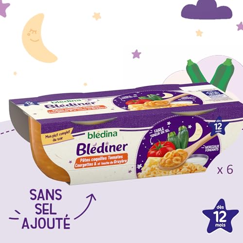 Plat Bébé Du Soir Dès Pâtes Tomates Courgettes Et Gruyère Blédiner Bledina Les 2 Bols De - vue 4