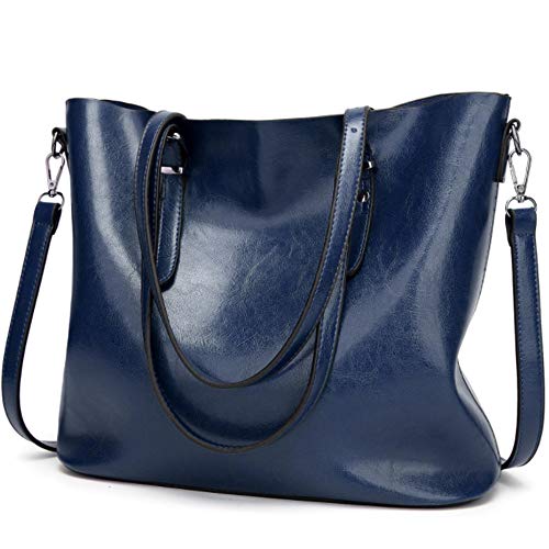 Rullar Damen Reißverschluss Umhängetasche Multifunktions Handtasche Henkeltaschen PU Leder Shopper Geldbörse Taschen Geldbeutel Dunkelblau Cover