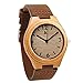 Treehut HUT005 Analog Quartz Wooden Bamboo Leather Strap Watch