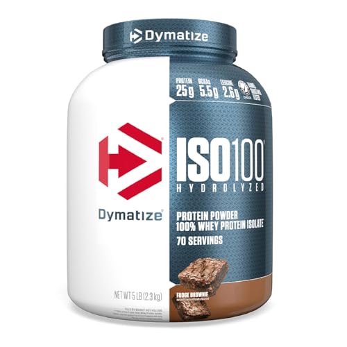 Image of Dymatize ISO 100 Hydrolyzed Whey Protein Powder Isolate, Fudge Brownie, 5 Pound