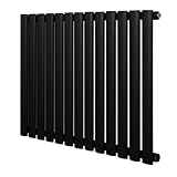 Radiador Ovalado de Columna Simple Negro 60 cm x 78 cm – Acero al Carbono 742 W |Radiador de Agua para Calefacción Eficiente | Soportes, Kit y Cepillo Incluidos – Garantía 15 Años