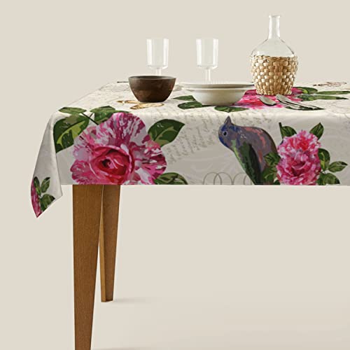 Vintage Flower Bird Butterfly Tablecloth Table Cover Washable Tabletop For Kitchen Dinning Decoration Rectangle 60X90 Inch #TOP1