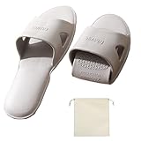oukisam Travel Slippers for Women and Men, Portable Foldable Slippers with Cotton Storage Bag, Travel Shower Sandals Non-Slip Quick Dry Outdoor Camping Swimming Beach Hotel Sandals Gray 42-43