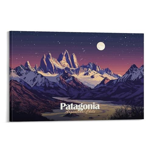 Tableau sur toile Patagonia de nuit : œuvre d'art moderne pour salon et chambre