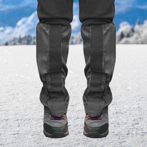 HENGBIRD Gamaschen Wasserdicht, Outdoor Gamaschen für Herren & Damen, Wasserdicht & Atmungsaktiv, Ideal für Wandern, Klettern, Jagd & Skifahren (Schwarz, Erweitert)