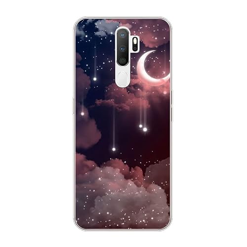 KARTXITAI Case Compatible with A5 2020/A9 (2020)/A11x/A11,Shockproof Slim Thin Silicone Protective Anti-Fingerprint Anti-Scratch Anti-Fall Phone Cover - Stars,Moon,Clouds,Sky