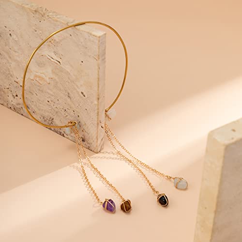 Asphire Arm Bracelet Upper Arm Cuff Colorful Stone Tassel Armlet Adjustable Natural Shape Stone Armband Minimalist Bangle For Women And Girls #TOP2
