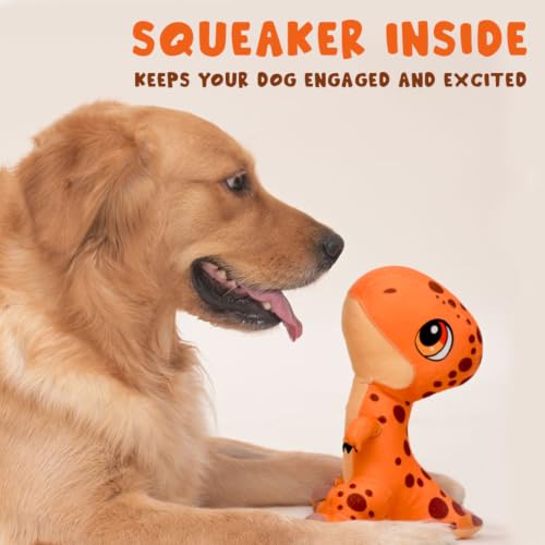 Image of Mutt of Course Jurassic T-Rex Squeaky Dog Toy | Dinosaur Interactive Plush for Pets Fun Chew Accessory