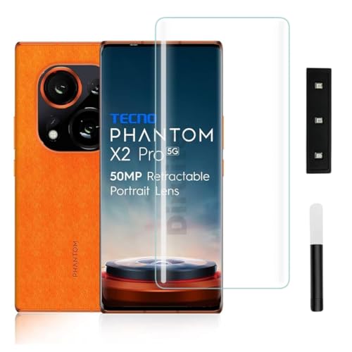 Image of Diruite UV Tempered Glass for Techno Phantom X2 /X2 Pro - Premium 9H Hardness, Full Edge-to-Edge Coverage, Crystal HD Clarity, UV Glue with Easy Installation Kit (Pack of 1)