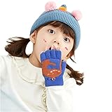 Handschuhe für Kleinkinder mit Fäustlingen Jungen Dinosaurier Top Wolle Cabrio Kinder Cover Flip Halbfinger Mädchen Kaschmir Winterhandschuhe Handschuhe Schnittschutz Armstulpen