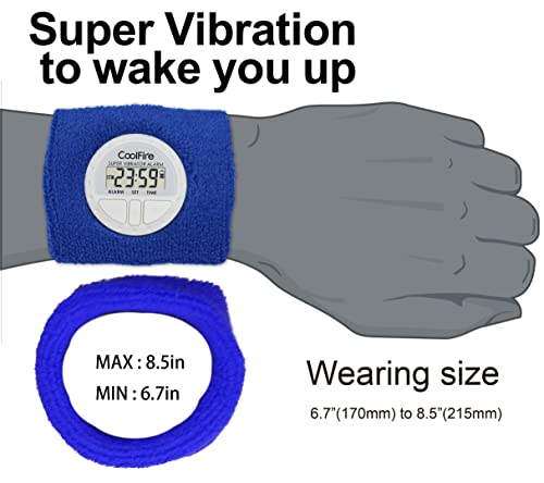 Coolfire - Silent Wake Yourself Up Wristband Vibrating Alarm Watch For Couples, Students, Hearing Impaired. Silent Wrist Shock Alarm Clock. Vibration Alarm Bracelet, Vibrating Alarm Clock (Blue) #TOP3