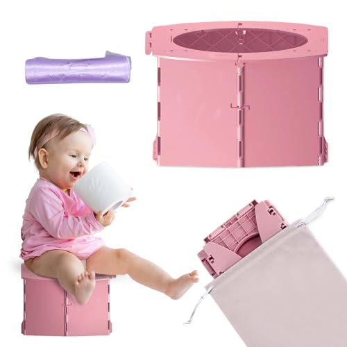 Teo - Portable Toddler Travel Potty – Foldable, Lightweight, Leak-Proof Toilet for Kids with Travel Bag & Disposable Liners – Compact Potty Chair for Home & On-The-Go Use (Berry Pink)