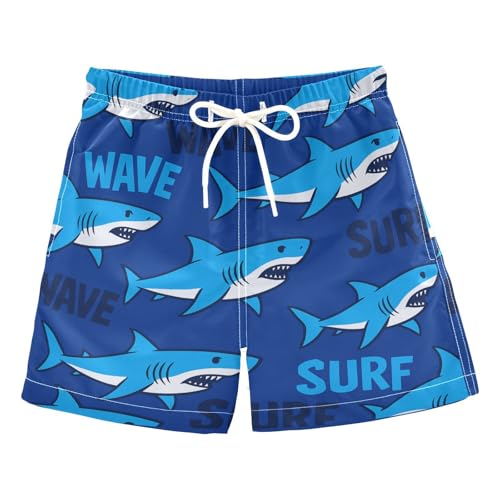 Father Son Matching Swim Trunks Funny Shark Blue Dad and Son Matching Swim Trunks for Men and Boy Board Shorts