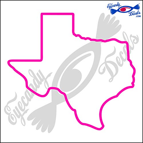 Image of Texas State Outline 6 INCH Decal Sticker HOT Pink