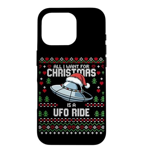 Alien UFO Ride Abduction �N���X�}�X �A�O���[�N���X�}�X�Z�[�^�[ �X�}�z�P�[�X iPhone 16 Pro �p