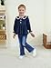 Renotemy 12-18 Months Baby Girl Clothes 2 Piece Fall Winter Outfits 1 Year Old Girls Clothing Set Navy Blue Ruffle Long Sleeve Pleated Tops Shirt Denim Bell Bottoms Jeans Flare Pants