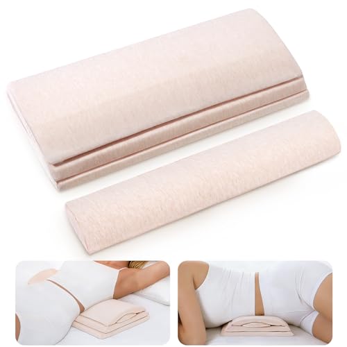 NOFFA Adjustable Lumbar Support Pillow for Bed, Back Sleeping Cushion with Removable Height Layer & Dual-Firmness Inserts for Lower Back Pain Relief, Spinal Alignment & All-Night Comfort