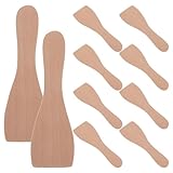 Veemoon Lot de 10 Spatules Droites en Bois de Hêtre 14X45 CM Spatules pour Barbecue et Cu...