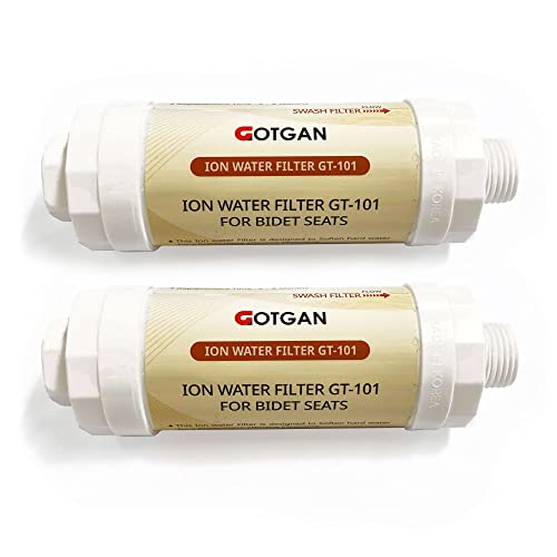GOTGAN Bidet Ion Filter Replacement – Advanced Water Filter for Bidet Toilet, Shower, Sink - Bidet Seat Water Filter for ½-inch Water Hose – No Tool Installation – 4-6 Month Replacement - 2 Pieces