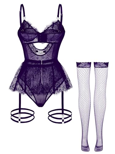 Image of Foxiny Sexy Lingerie Set 3 Piece Women Corset Bodysuit