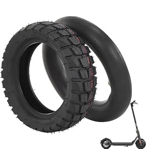Ezweiji 80/65-6 Band met Binnenband 10x3.0, Offroad E-Scooter Reserveband 10 Inch, Verdikte Rubberen Band & Binnenband met Gebogen Ventiel, Compatibel met Kugoo M4 / Joyor/Zero 10X