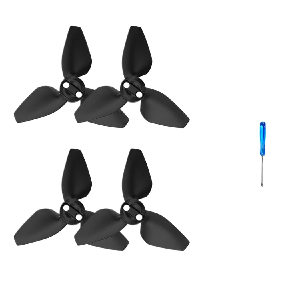 2 paia di eliche neo colorate a sgancio rapido con vite e cacciavite compatibili con drone(Black)
