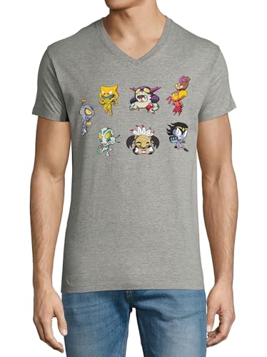 T-shirt col en V en coton homme Anime 65 gris : affirmez votre passion avec subtilité