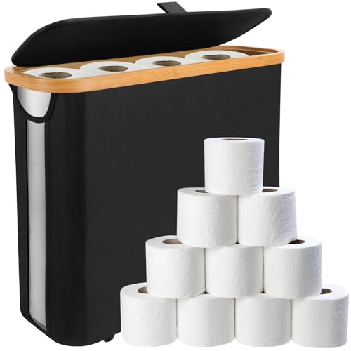 SelfTek Contenitore per carta igienica, carta igienica con coperchio e finestra laterale, contenitore per carta igienica multifunzionale, pieghevole