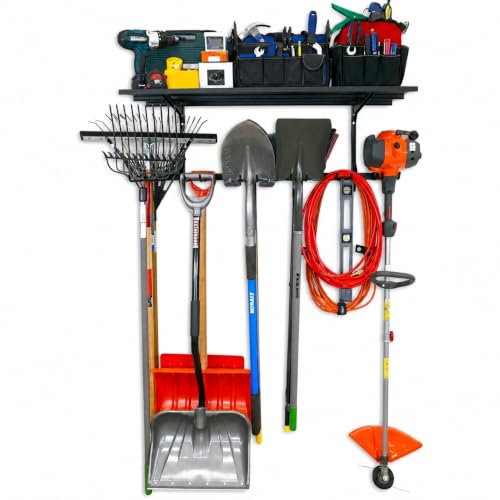 StoreYourBoard Tool Max Garage Storage Rack Shelf - Adjustable Wall Mount Garage Tool Organizer, Heavy Duty Steel Tool Rack with Shelf, Holds up to 300 lbs