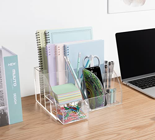Clear Acrylic Desk Oganizer, 9 Compartments, Office Supplies and Desk Accessories Organizer, Home Decor Desktop Organizer (Clear) Clear Acrylic Desk Oganizer, 9 Compartments, Office Supplies and Desk Accessories Organizer, Home Decor Desktop Organizer (Clear)