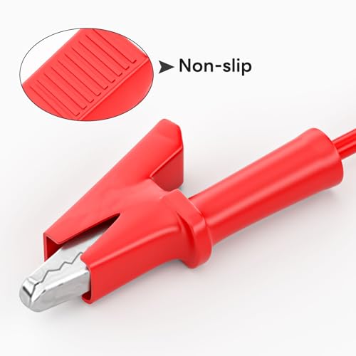 Cleqee 5 Stück Krokodilklemmen Prüfkabel mit zwei Enden Krokodil Kabel mit Isolatoren Clips Test flexible Kupferkabel für elektrische Prüfung 3.3ft/1m