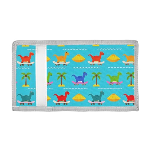 ALAZA Kids Wallets for Boys Girls Toddler Trifold Wallet Children Small Dinosaur Skateboard with Zipper Coin Pocket2