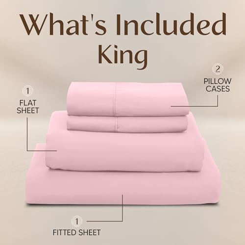 Image of Utopia Bedding King Size Sheet Set - 4 Piece Bed Sheets, Soft and Breathable Microfiber, Includes 1 Fitted Sheet, 1 Flat Sheet and 2 Pillowcases - Oeko Tex (Crystal Pink)
