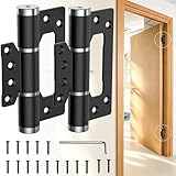 5' Self Closing Door Hinges, Non Mortise Door Hinge, Soft Close Door Hinges with Silent Hydraulic Buffering for Interior, Laundry Rooms, Bedrooms Door (2PCS, Black)